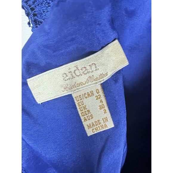 Aidan By Aidan Mattox Cobalt Blue Lace Overlay Open Back Cocktail Dress 0 XS GUC - Picture 3 of 12